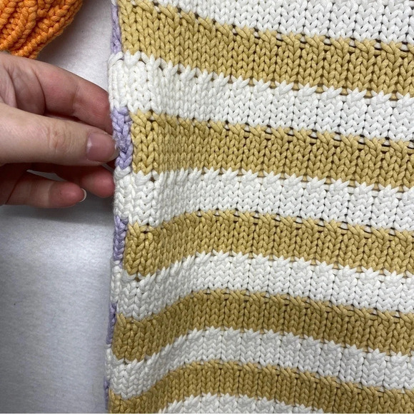 NWT Minnie Rose Chunky Knit Striped Short Sleeve Knit Top Small Color Block - Picture 11 of 13